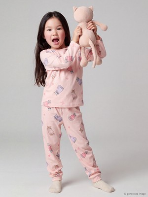 LC Waikiki Lcw Kids Pembe Desenli Kız Çocuk Pijama Takım