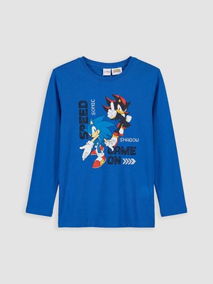 LC Waikiki Lcw Kids Mavi Uzun Kollu Sonic Baskılı Pijama Üst