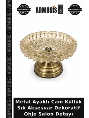 Armoris Metal Ayaklı Cam Küllük Şık Aksesuar Dekoratif Obje Salon Detayı