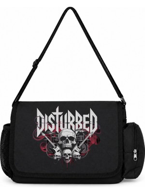 Sevbano Disturbed Rock Metal Müzik Grubu Baskılı Okul, Spor, Ofis Çok Amaçlı Postacı Çantası