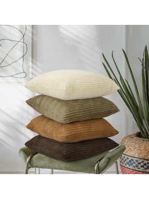 Kadife Kırlent Kılıfı 18X18, 4'lü Set Çok Renkli Eşleşen Kare Yumuşak Kırlent Kılıfları Oturma Odası Ev Yatak Odası Kanepe Araba Ofis Dekoru Için Modern Çizgili Kanepe Yastıkları, 45X45