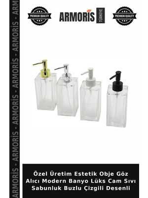 Armoris Özel Üretim Estetik Obje Göz Alıcı Modern Banyo Lüks Cam Sıvı Sabunluk Buzlu Çizgili Desenli