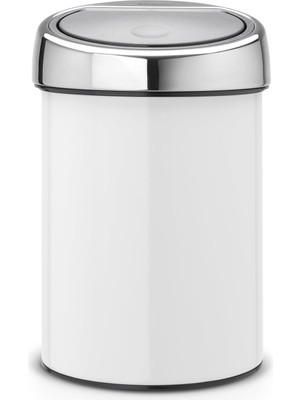 Odea Brabantia Touch Bin Plastik Eklentili Çöp Kutusu, Paslanmaz Çelik, Beyaz, 3 L