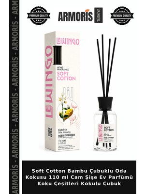 Armoris Soft Cotton Bambu Çubuklu Oda Kokusu 110 ml Cam Şişe Ev Parfümü Koku Çeşitleri Kokulu Çubuk