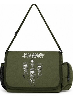 Sevbano Papa Roach Rock Metal Müzik Grubu Baskılı Okul, Spor, Ofis Çok Amaçlı Postacı Çantası