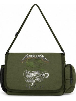 Sevbano Metallica Rock Metal Müzik Grubu Baskılı Okul, Spor, Ofis Çok Amaçlı Postacı Çantası