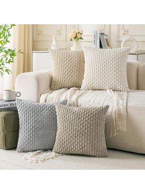 4'lü Set Nötr Dekoratif Yastık Kılıfı 45X45 cm Kadife Kırlent Kılıfları Yatak Kanepe Kanepe Oturma Odası Için Yumuşak Yastık Kılıfları