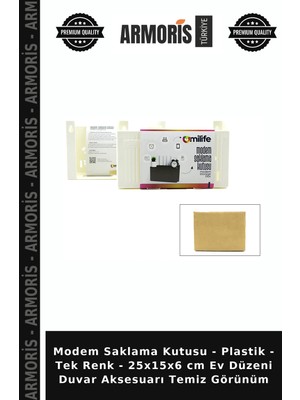 Armoris Modem Saklama Kutusu - Plastik - Tek Renk - 25X15X6 cm Ev Düzeni Duvar Aksesuarı Temiz Görünüm
