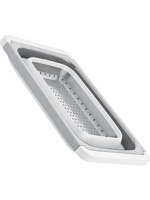 Özkaya Store Katlanabilir Silikon Süzgeç, Teleskopik Saplı Lavabo Üstü Makarna Süzgeci, Sebze Meyve Yıkama, Gıda Sınıfı Bpa Free, Isıya Dayanıklı, Ergonomik, Yer Kaplamaz, Beyaz