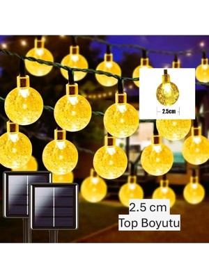 OEM Menfry Güneş Enerjili Solar Büyük 50 Ledli Kristal Top 7 Metre Bahçe Teras Balkon Ağaç Aydınlatma 8 Modlu