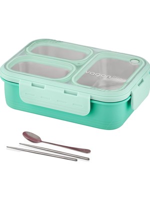 Özkaya Store Vagonlife Lunch Box 620 ml Tek Kat Üç Bölmeli Metal Kaşıklı Yeni Nesil Sefer TASI-FFLBOX7097