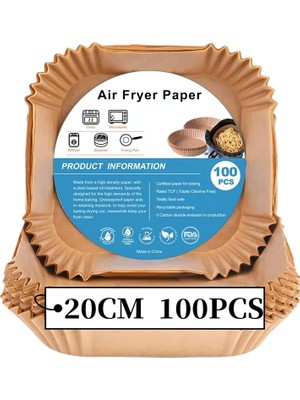 OEM Sıcak Hava Fritözleri Için Fırın Kağıdı, 100 Adet Airfryer Pişirme Kağıdı, Yapışmaz, Yağa Dayanıklı, Suya Dayanıklı Hava Fritözü, Tek Kullanımlık Parşömen Kağıdı, Fırın ve Mikrodalga Için