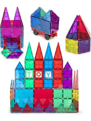 OEM Playmags 50 Parça +6 Parça Ekstra Manyetik Blok Set I Renkli ve Dayanıklı| Araba Dahil Stem Eğitici Oyuncak | Motor Becerilerini ve Yaratıcılığı Destekler |