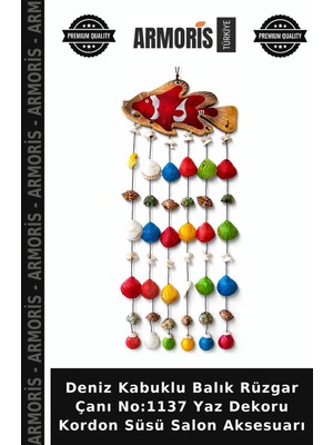 Armoris Deniz Kabuklu Balık Rüzgar Çanı NO:1137 Yaz Dekoru Kordon Süsü Salon Aksesuarı