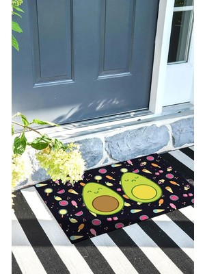 Gy Atelier Avakado Kapı Önü Paspası Dekoratif Kapı Paspası Dış Mekân Paspas Ev Içi Paspası 45X70CM