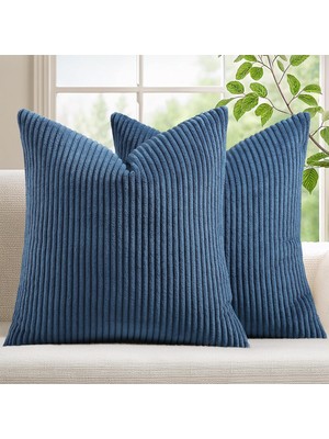 Kadife Dekoratif Kırlent Kılıfları 18X18 2'li Set, Kanepe Yatak Odası Oturma Odası Için, Ev Dekoru Için Şık Yumuşak Kanepe Yastık Kılıfları, Lacivert