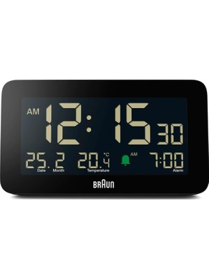 OEM Braun Dijital Çalar Saat, Tarih, Ay ve Sıcaklık Göstergesi, Negatif LCD Ekran, Hızlı Ayarı, Artışlı Bip Alarmı, Siyah, BC10B Modeli (1'li Paket)'