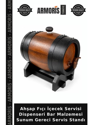 Armoris Ahşap Fıçı Içecek Servisi Dispenseri Bar Malzemesi Sunum Gereci Servis Standı