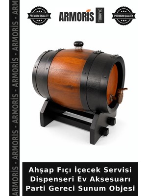 Armoris Ahşap Fıçı Içecek Servisi Dispenseri Ev Aksesuarı Parti Gereci Sunum Objesi