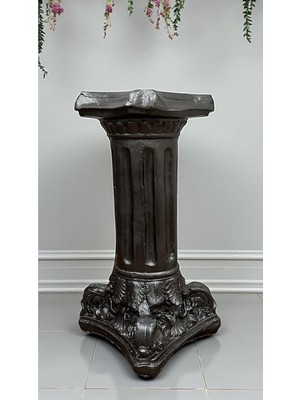 Gy Atelier Dekoratif 53 cm Metalik Antrasit Roma Sütunu Ev Balkon Bahçe Dekorasyon Heykel Biblo