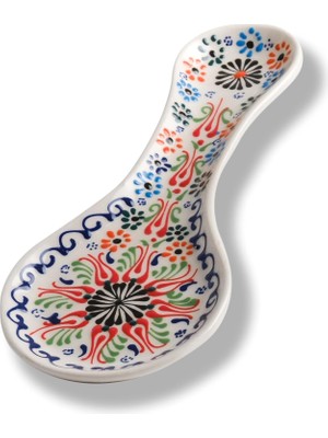 OEM El Yapımı Seramik Kaşıklık, Ocak Üstü ve Tezgah Için Kaşık Altlığı, 25 cm Bulaşık Makinesinde Yıkanabilir Kaşık Standı, Geleneksel Desenli Mutfak Hediyelik