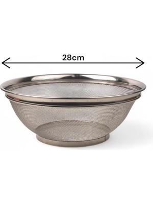 OEM Deconox Paslanmaz Çelik Kulpsuz Süzgeç 28CM, Paslanmaz Çelik Pirinç Süzgeci, Paslamaz Çelik Mutfak Süzgeci, Paslanmaz Çelik Salata 28CM Süzgeci