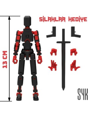 Özkaya Store Robot 13 Dummy Siyah Kırmızı Tüm Eklemleri Hareketli Aksiyon Figürü Oyuncak