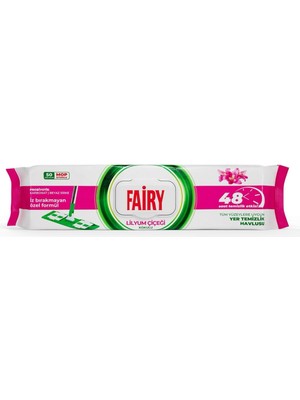 Üstüner Fairy Çok Amaçlı Mop Uyumlu Yer Temizlik Havlusu 50 Yaprak | Lilyum Çiçeği| Beyaz Sirke &amp; Karbonat | 48 Saat Temizlik Etkili | Iz Bırakmayan Formül