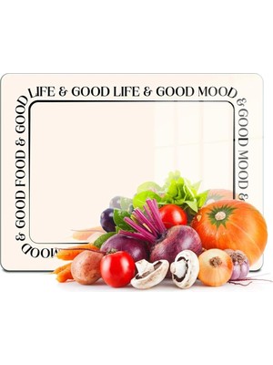OEM Decovetro Cam Kesme Tahtası ve Sunumluk ve Sunum Tabağı Good Life 30X40 cm