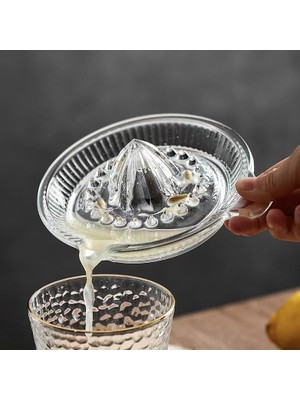 OEM Limon Sıkacağı Cam Portakal ve Narenciye Sıkacağı Manuel Şeffaf Cam Kolay Temizlenir Kulplu Taze Meyve Suyu Sıkacağı