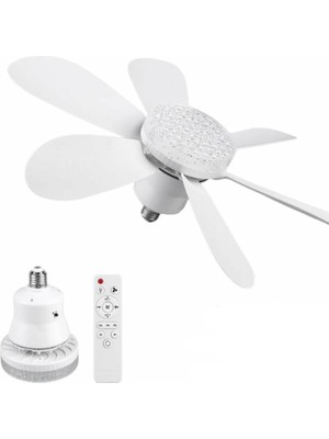 OEM Aee® 2’si 1 Arada Tavan Vantilatör &amp; Avize Lamba 52 cm Kumandalı | 6 Kanat | 3 Kademe Hız | Beyaz-Sarı-Doğal Işık | Sinek Kovucu