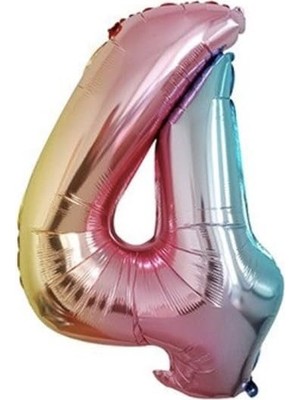 Nexoraa Benim - 4 Rakamı Rengarenk Folyo Balon 16 Inch 40 cm