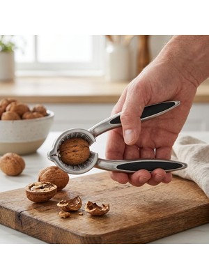 OEM Deconox Profesyonel Paslanmaz Çelik Ceviz Kıracağı - Ergonomik Tasarımlı, Etrafa Sıçratmayan Hazneli Ceviz, Fındık ve Badem Kırıcı | Kabuklu Yemiş Kırıcı Mat Doku