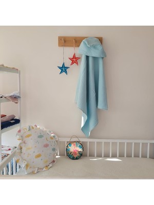 Odea 4 Kat Müslin Başlıklı Bebek Banyo Havlusu (Mavi)