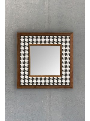 Odea Oscar Stone Decor Ahşap Çerçeveli Mozaik Doğaltaş Ayna 33 cm x 33 cm AYN-061