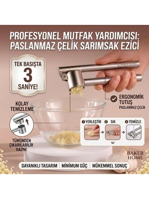 OEM Sarımsak Ezici, Paslanmaz Çelik, Gümüş, 18 x 5 x 3 cm