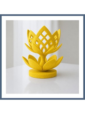Bezos 3D Baskı Lotus Çiçeği Mumluk - Dekoratif Tealight Mumluk-Sarı BZS10