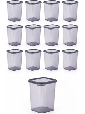Odea 4512 Kiler Box 12'li Kare Erzak Saklama Kabı Seti 1,1 Litre – Şeffaf Füme Bakliyat, Baharat ve Mutfak Düzenleyici