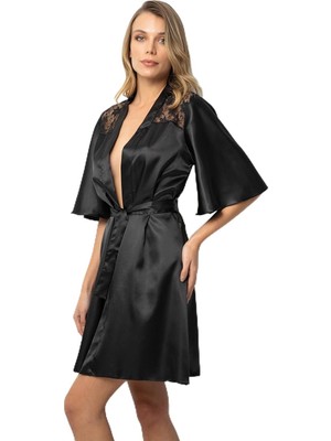 Özkaya Store Doremi Sırtı Dantelli Saten SABAHLIK,90380_ROLLBACK