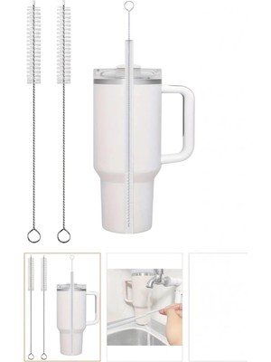 Üstüner Yenigeldi 2 Adet Uzun Pipet Temizleme Fırçası, 30 Cm, Paslanmaz Çelik ve Dayanıklı Naylon Uçlu, Stanley Quencher ve Büyük Boy Termoslar Için Hijyenik Yıkama