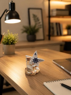 Odea Kemer Deniz Temalı Mini Dekor Biblo – Kum Şişeli Deniz Yıldızı Hediyelik Biblo 8x7 cm
