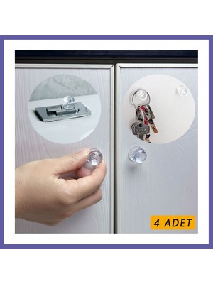 Nida 4 Adet Kristal Tasarımlı Çok Amaçlı Yapışkanlı Tutacak Buton Nıda