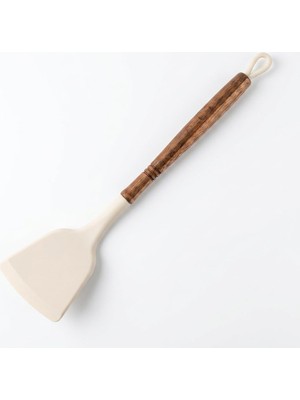OEM Deconox Akasya Ahşap Saplı Premium Silikon Mutfak Gereçleri - Isıya Dayanıklı Servis Kaşığı, Kepçe, Spatula ve Kevgir Seçenekleriyle (Spatula)
