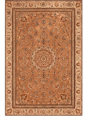 Suma Klasik Desenli Jüt Taban Dokuma Halı, Salon, Oturma ve Yatak Odası Için, Bakır, 120X180 C
