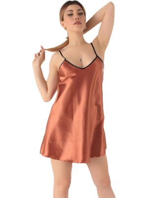 Özkaya Store Miorre Ince Askılı Mini Saten GECELIK-336,GOLD S/m