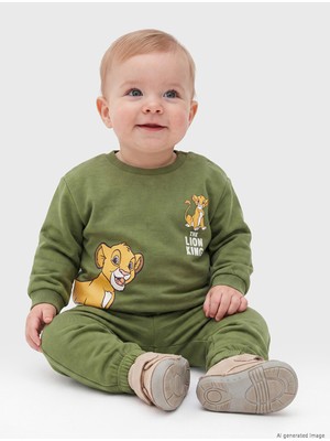 LC Waikiki Lcw Baby Yeşil Aslan Kral Baskılı Erkek Bebek Takım