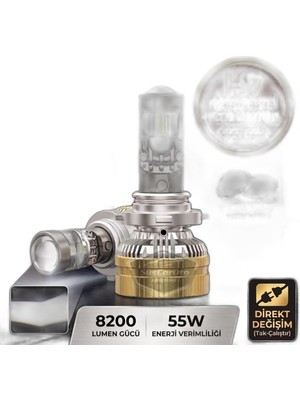 OEM H7 Lazer Mercekli Far Ampulü Ufuk Çizgili Otomobil Araç Motosiklet Uyumlu Profesyonel Mini Projektör LED Beyaz LED Xenon Lamba 8200LM Şimşek Etkili Uzun Kısa 2 Adet 12/36V 55W