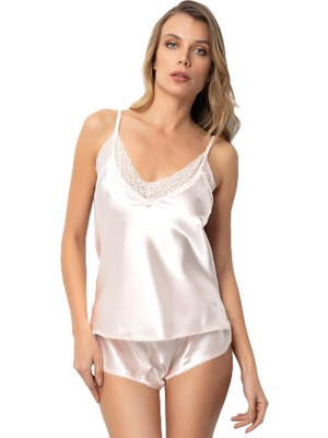 Özkaya Store Miorre Dantel Yakalı Ince Askılı Saten Şortlu Takım