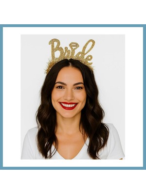 Bezos Altın Renk Bekarlığa Veda Italik Yazı Alyanslı Bride Taç MBT06
