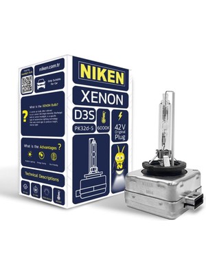 OEM D3S 6000K Beyaz Xenon Far Ampulü, 42V, 35W, PK32D-5, 6000K